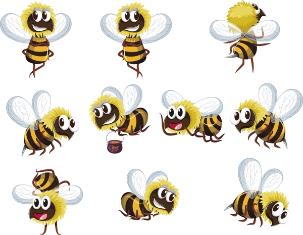蜜蜂卡通矢量AI源文件图片