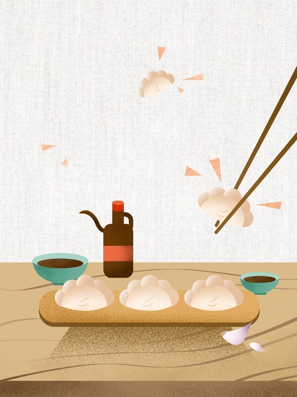 冬至吃饺子手绘背景素材