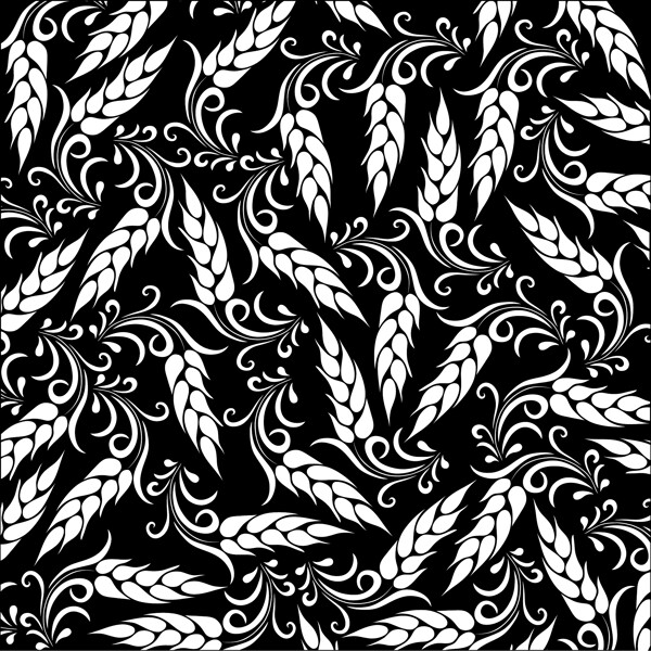 矢量素材黑白线条小麦图案