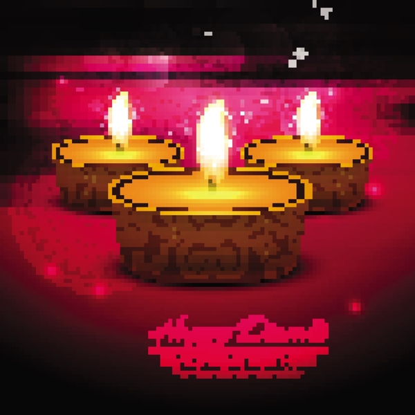 三蜡烛美丽的红色背景庆祝排灯节