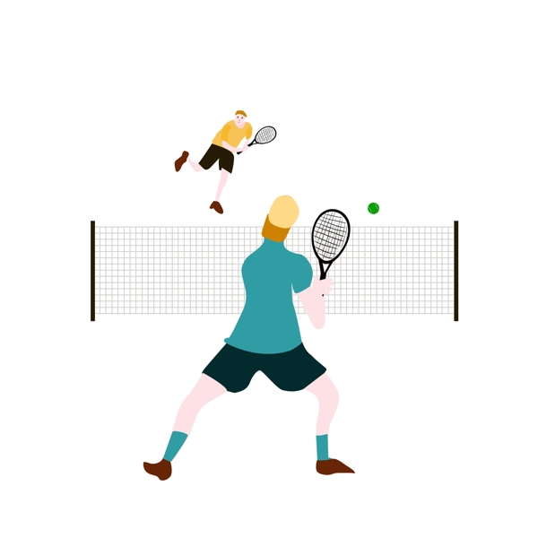 原创网球比赛运动人物元素