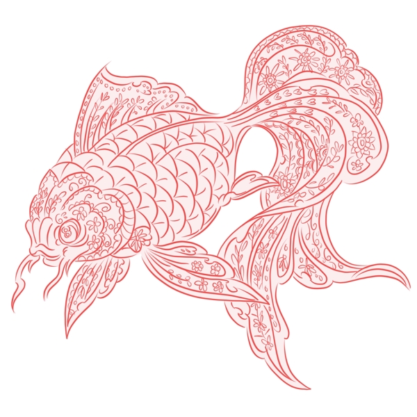 手绘动物中国风金鱼
