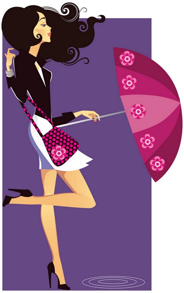 时尚美女雨伞背景图