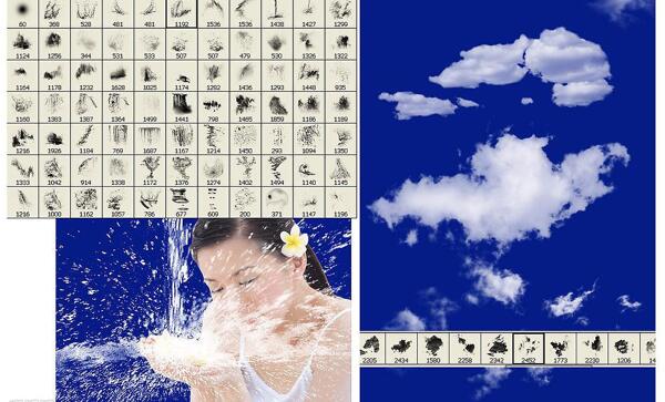 超眩的溅水花效果和云朵ps笔刷图片