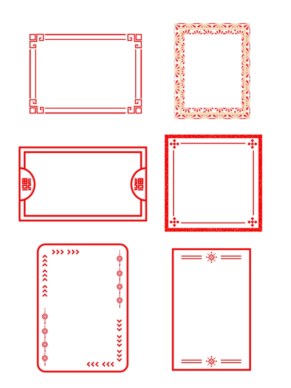 中国风红色喜庆方形边框元素