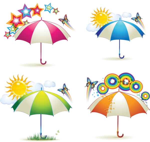 各种五颜六色的雨伞
