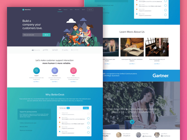 BetterDesk产品落地页网页Sketch素材