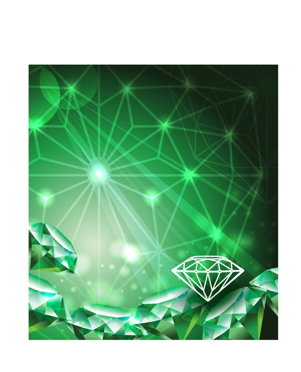 梦幻绿色钻石背景矢量素材