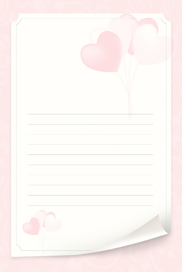 信纸粉色爱心表白背景素材