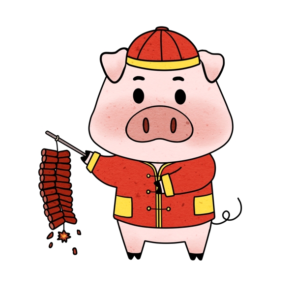 猪年金猪2019年小猪放鞭炮