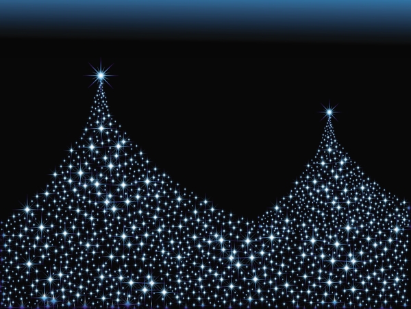 在蓝树矢量设计壁纸圣诞灯