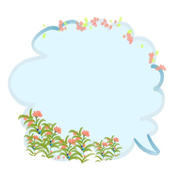 云朵的植物花朵边框