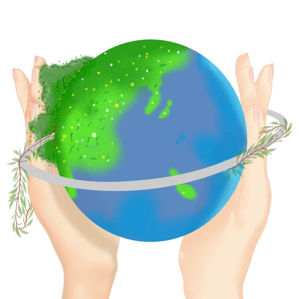 手抱地球装饰元素
