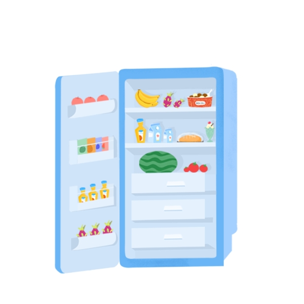 装修满食物的冰箱图案元素
