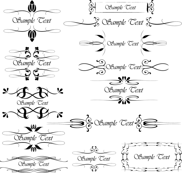 EPS格式多款矢量花纹和花边素材