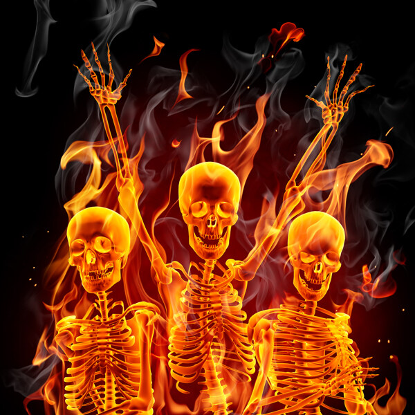 燃烧的骨架图片