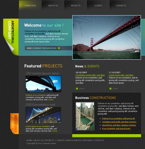 大桥建设网站psd模板