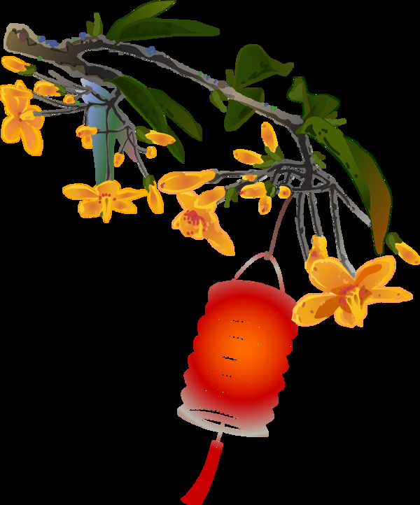 中秋节花朵灯笼元素