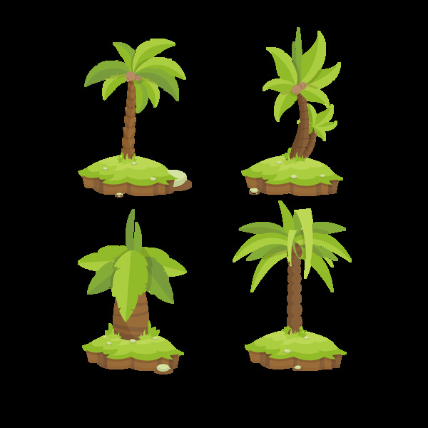 卡通棕榈树椰子树免抠png透明图层素材