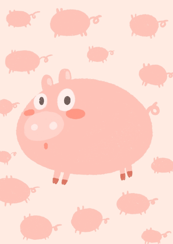 可爱卡通动物猪插画