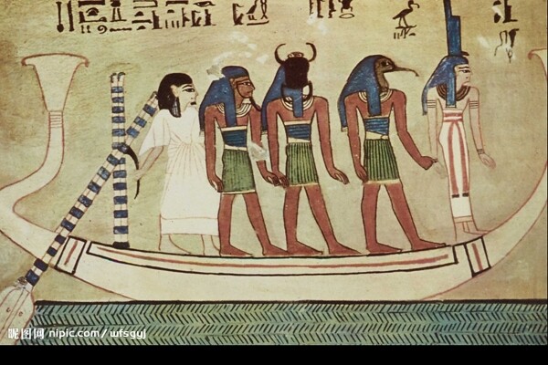 原始酷画古埃及人物船图片