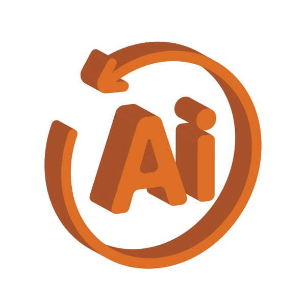AI软件橙色2.5D设计师简历小图标