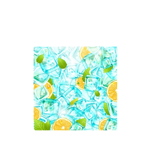 柠檬和冰块背景