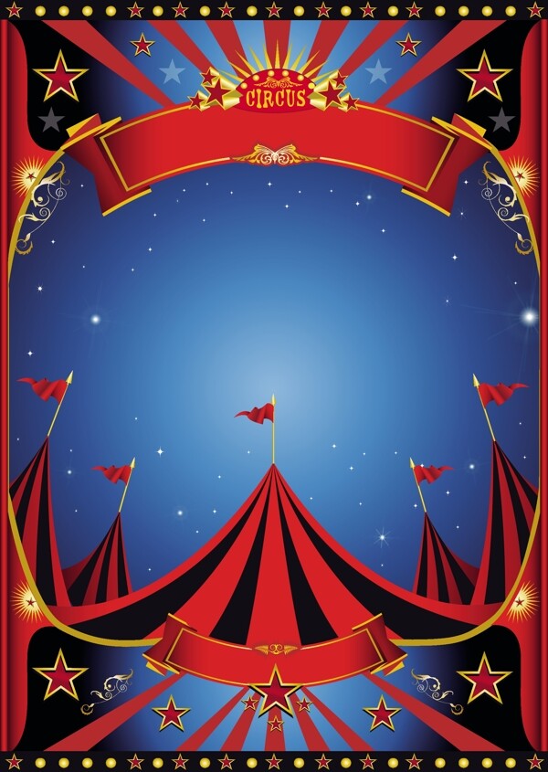 复古风格的马戏团的海报设计矢量图01