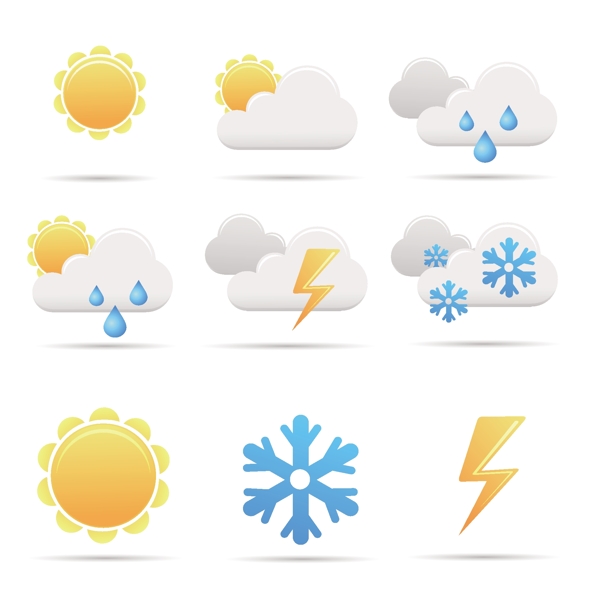 简单的天气图标矢量素材