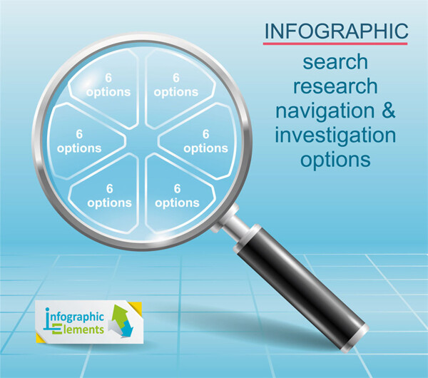 蓝色放大镜信息图表图片