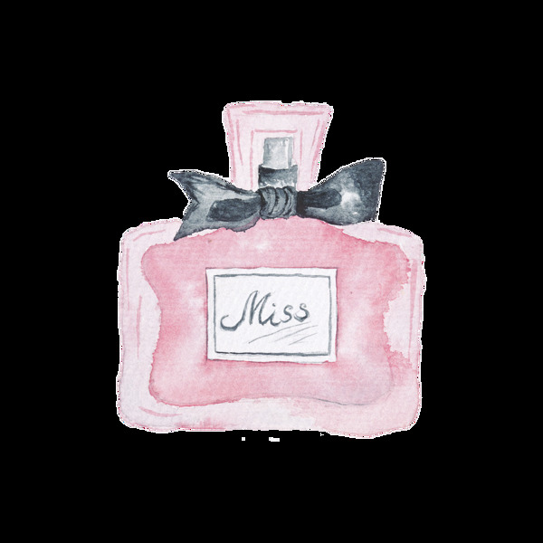 粉色手绘香水时尚巴黎卡通透明素材