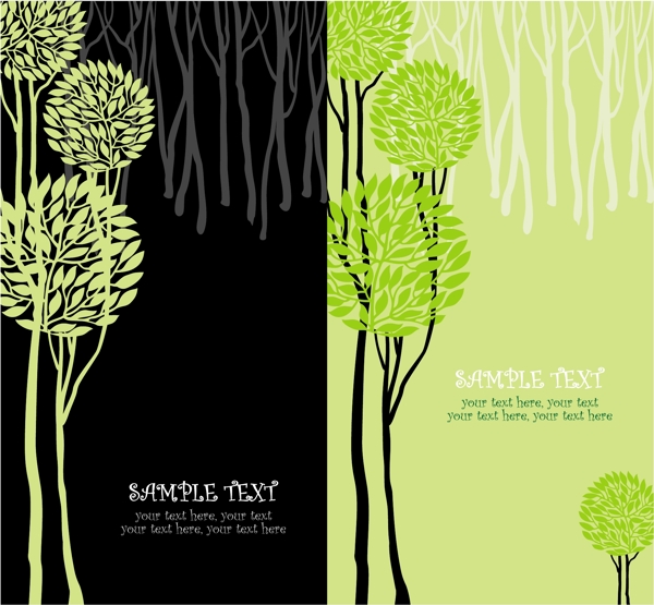 绿色的树木插画01系列矢量素材