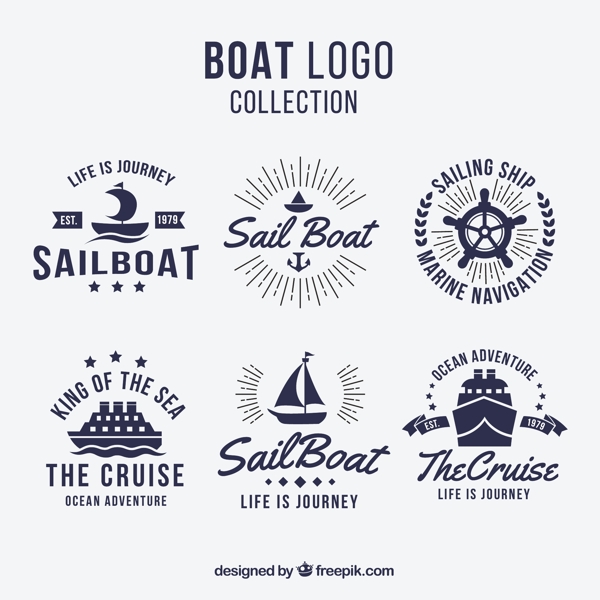 创意手绘船形标志logo矢量素材