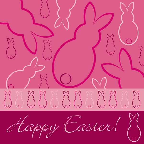 复活节快乐方面的矢量格式画兔子卡