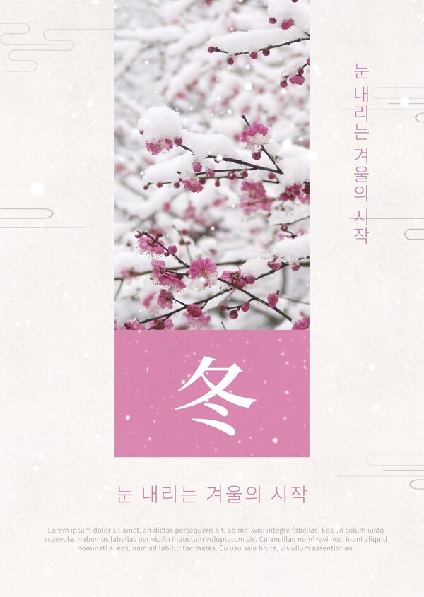 纯白色的花朵冬天海报