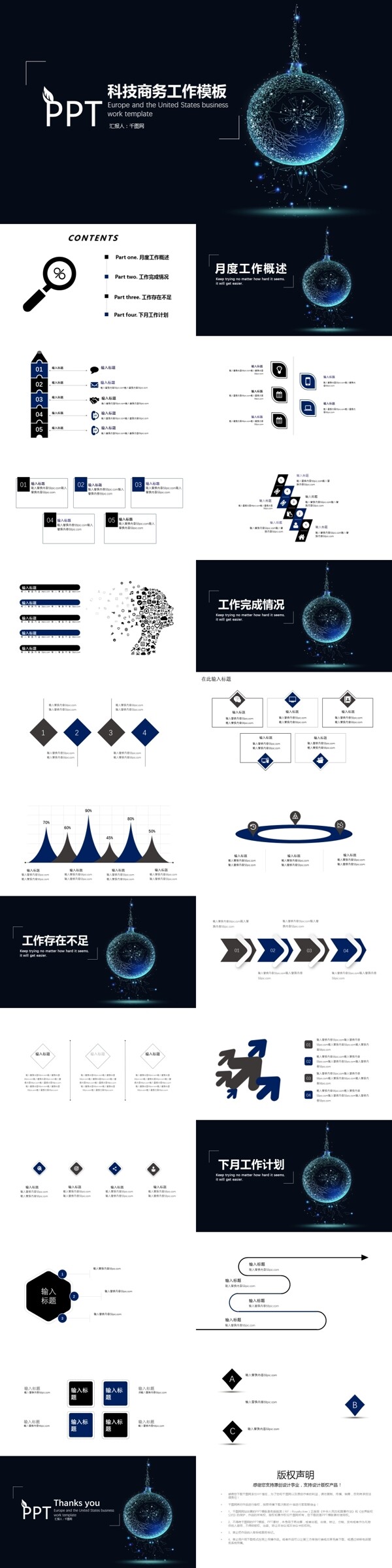 科技商务工作汇报PPT模版