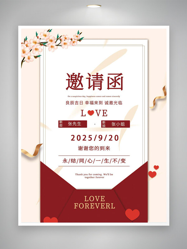 婚礼邀请函简约创意设计