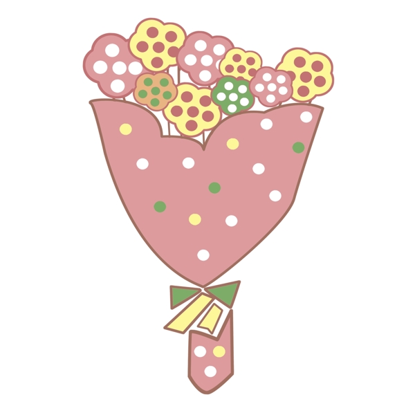 粉色植物花束插画可商用