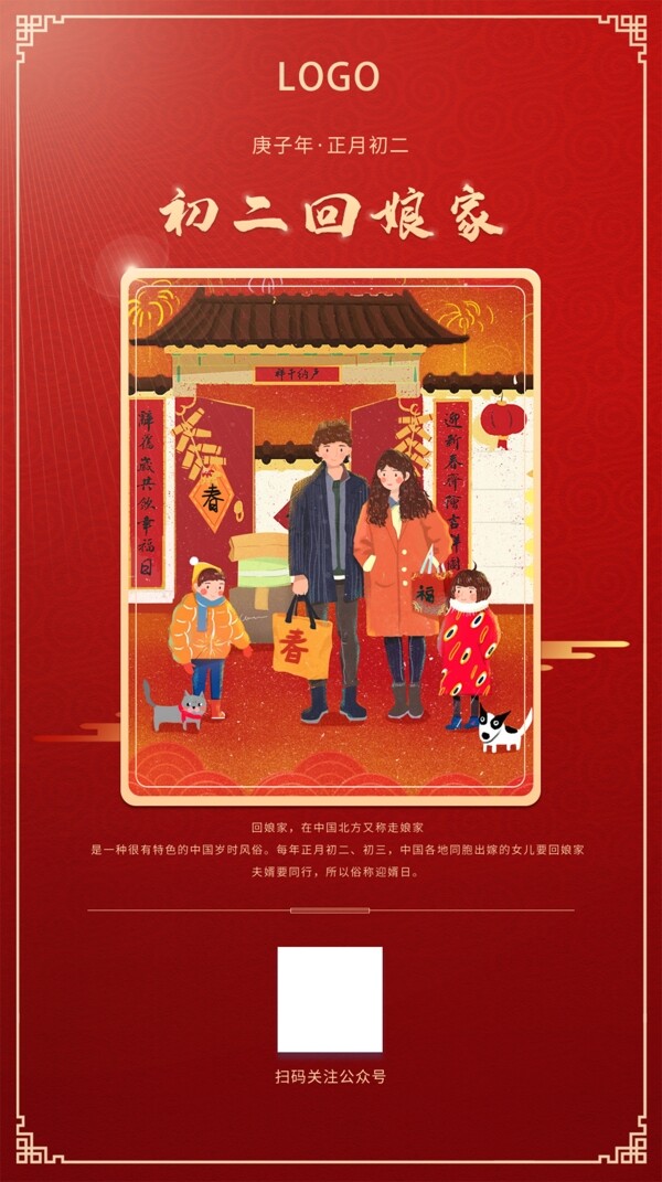 春节初二习俗海报