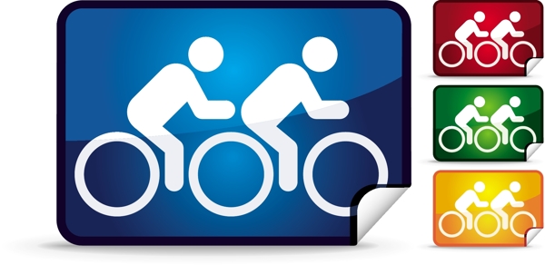 角的双人自行车Web2.0图标素材