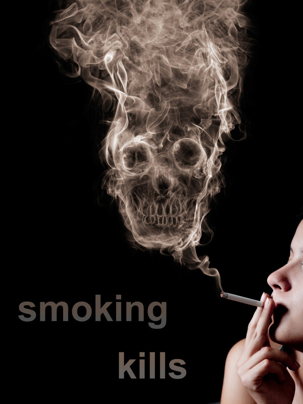 吸烟有害健康禁烟骷髅头图片