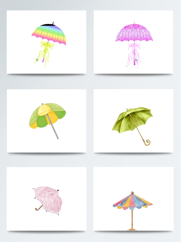 手绘五颜六色雨伞