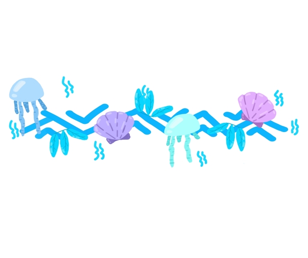 水母贝壳分割线插画