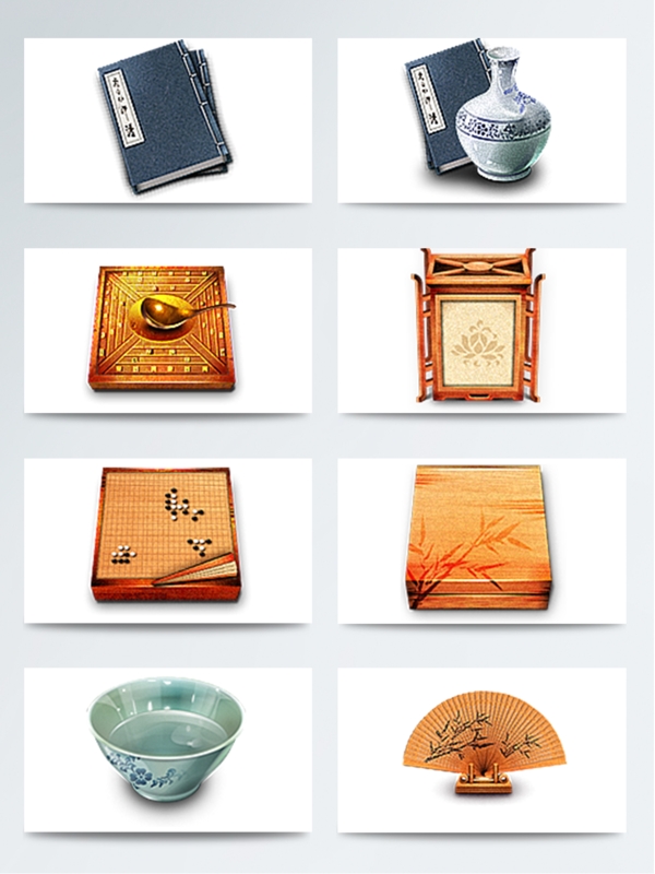 中国古典文艺常见物品图标元素