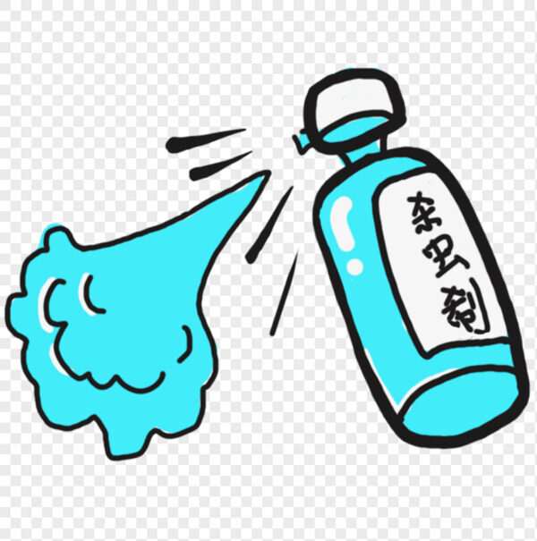 手绘药瓶蓝色杀虫剂免抠贴纸图
