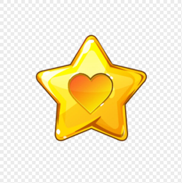 手绘黄色五角星中间爱心发光装饰元素