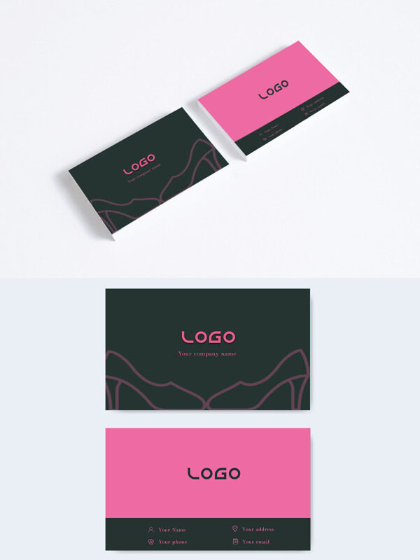 简约高端粉色时尚主题商务名片