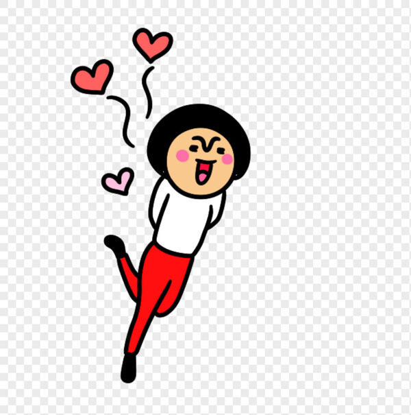 手绘满脸爱心情人节求爱蘑菇头男孩免抠