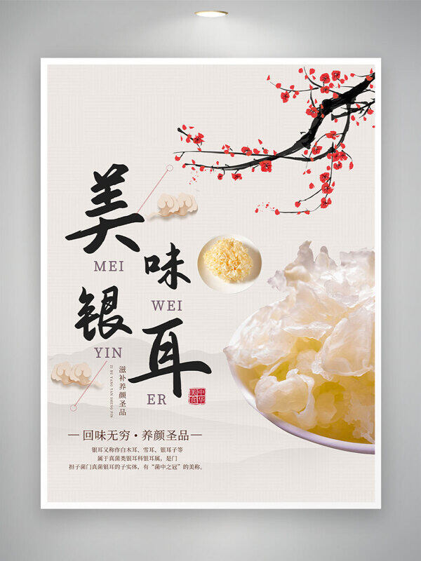 美味银耳养颜圣品传统美食国风海报