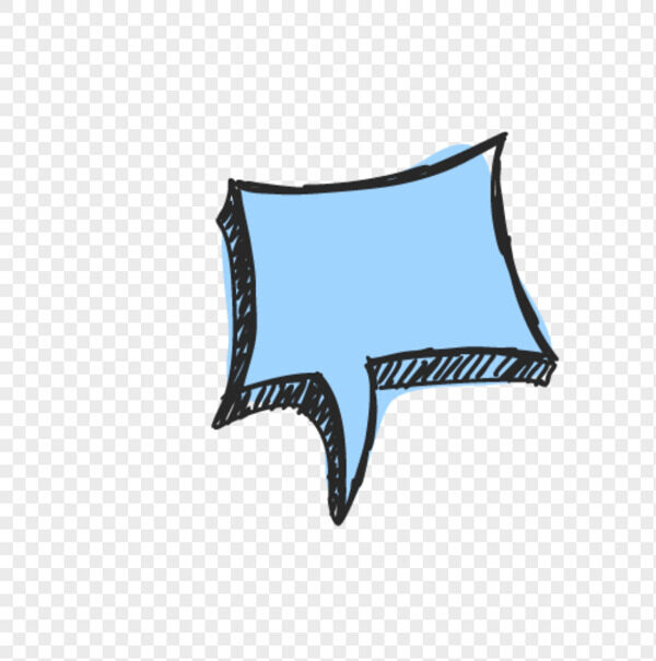 蓝色手绘立体尖尖气泡对话框免抠元素